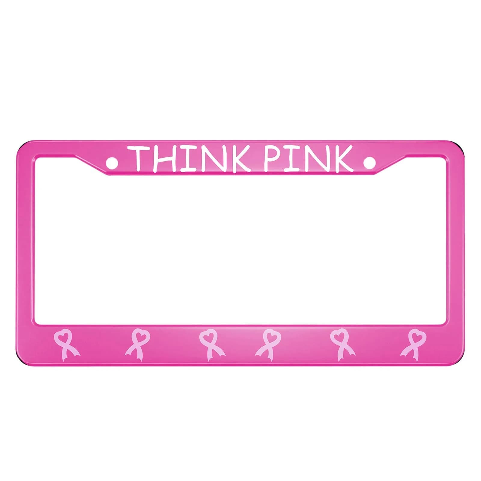 HOSNYE Pink Ribbon License Plate Frame 12x6 Inch | Caring for Women's Health Metal Cover - main product image