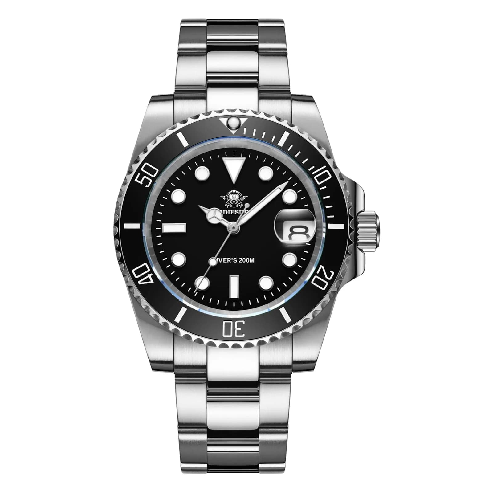 ADDIESDIVE Men's Quartz Dive Watch 41mm Black Dial Stainless Steel | 200M Water Resistant - main product image
