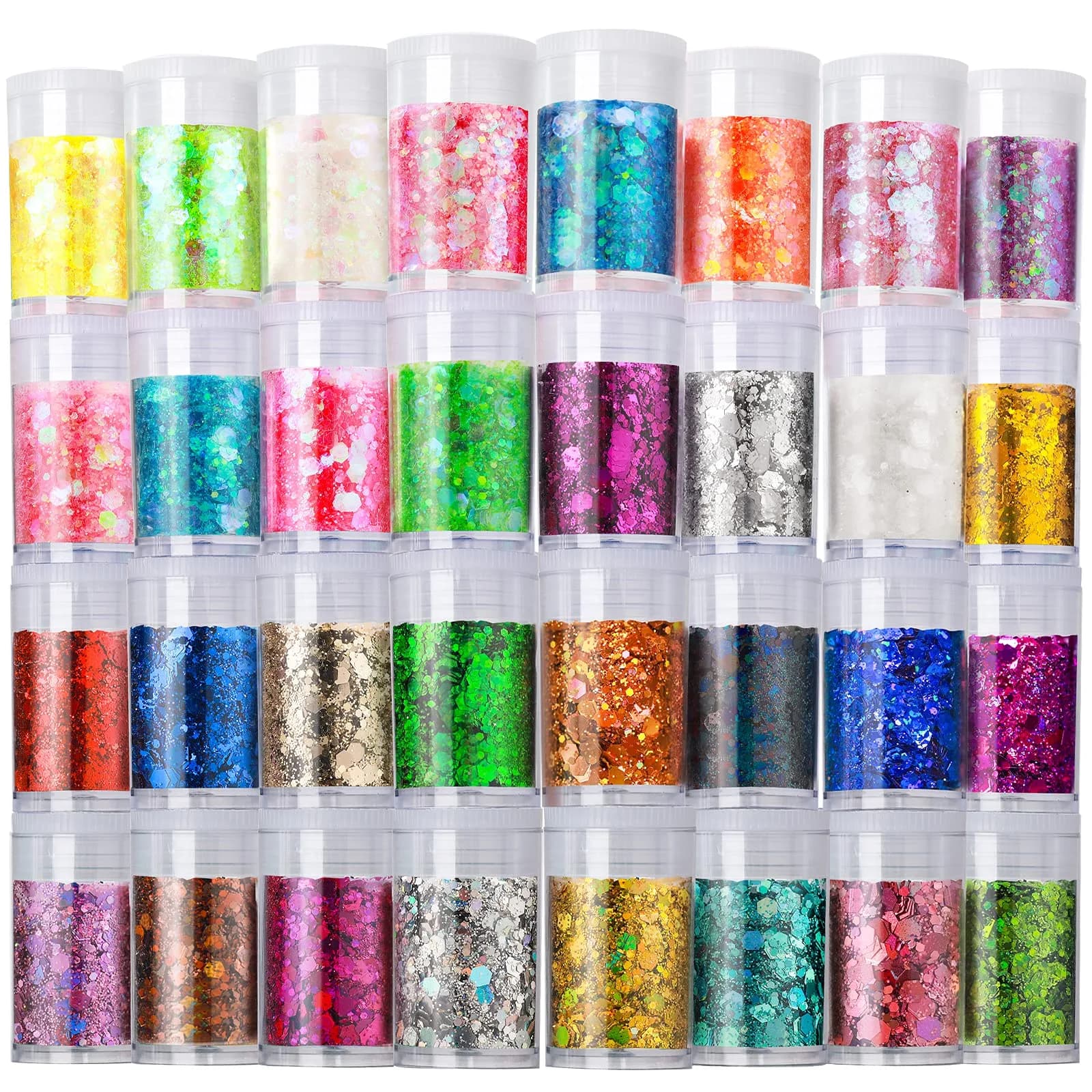 LEOBRO Holographic Chunky Glitter 32 Colors | Sparkling Craft Flakes for Resin, Nails & Face - main product image