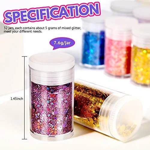 LEOBRO Holographic Chunky Glitter 32 Colors | Sparkling Craft Flakes for Resin, Nails & Face thumbnail 8