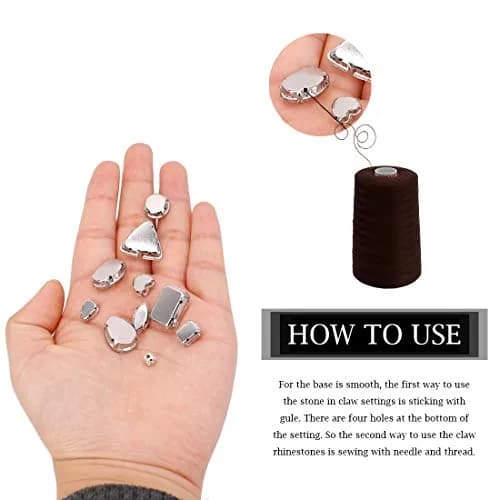 TANOSII Mixed Shapes Glass Sew-On Rhinestones 100 PCS | Crystal Gems with Silver Claw for Jewelry, Crafts, Clothes, Shoes, Costume, Garment thumbnail 3