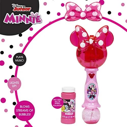 Little Kids Disney Minnie Mouse Musical Bubble Wand with Lights & Sound | 4oz Bubble Solution Included thumbnail 1
