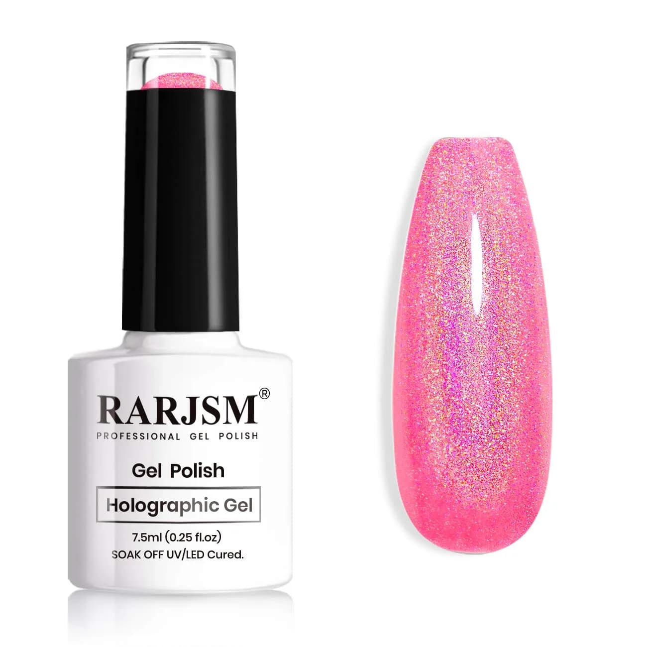 RARJSM Holographic Gel Nail Polish Rose Gold RAR73 7.5ml (0.25 Fl Oz) | Mermaid Unicorn Effect Glitter — RAR100