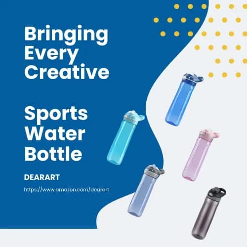 DEARART Blue 750ml (25.4oz) Water Bottle | Leakproof, Wide Mouth, One-Handed Flip-Top Lid thumbnail 8