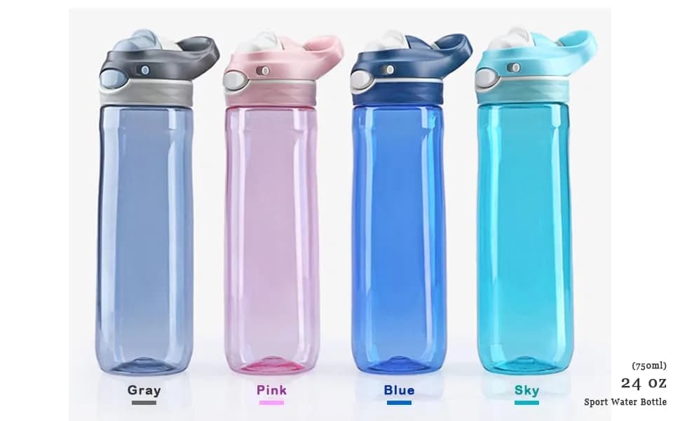 DEARART 750ml (25.4oz) Grey Water Bottle with Hidden No Straw Flip Top | Leakproof Lock Button Handle thumbnail 8