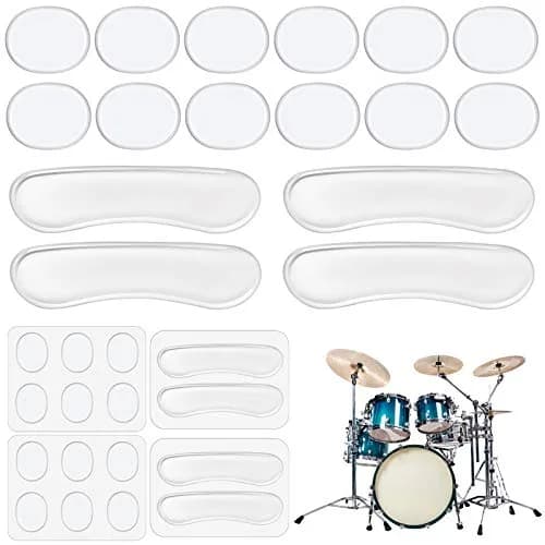 MIKIMIQI Drum Dampeners Gel Pads 16 Pcs Clear Silicone | Tone Control & Noise Reduction thumbnail 1