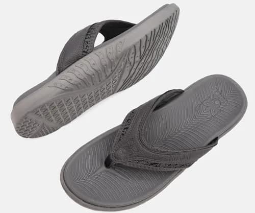 KuaiLu Men's Leather Flip Flops Orthotic Thong Sandals With Arch Support - Size 7-7.5 (US Men's) thumbnail 6