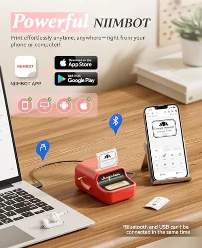 NIIMBOT B21 Label Printer Red | Bluetooth Thermal Label Maker with 230pcs 50x30mm Labels thumbnail 7