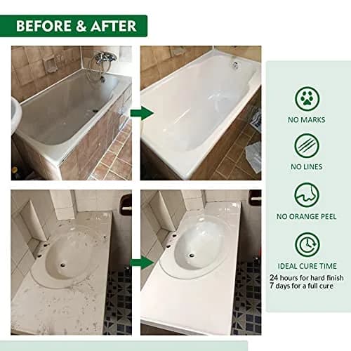 NADAMOO White Tub and Tile Refinishing Kit 500g (17.5 Fl Oz) | Semi-Matte Finish for Ceramic, Porcelain, Fiberglass thumbnail 4