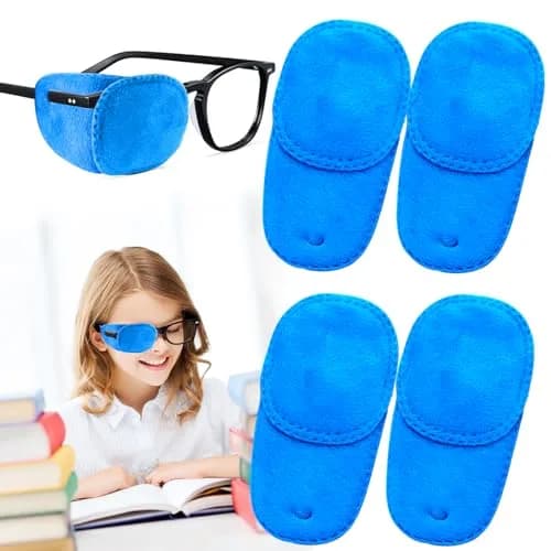 THSIREE Blue 4 Pack Eye Patches for Kids | Soft Velvet Material for Lazy Eye Treatment thumbnail 1