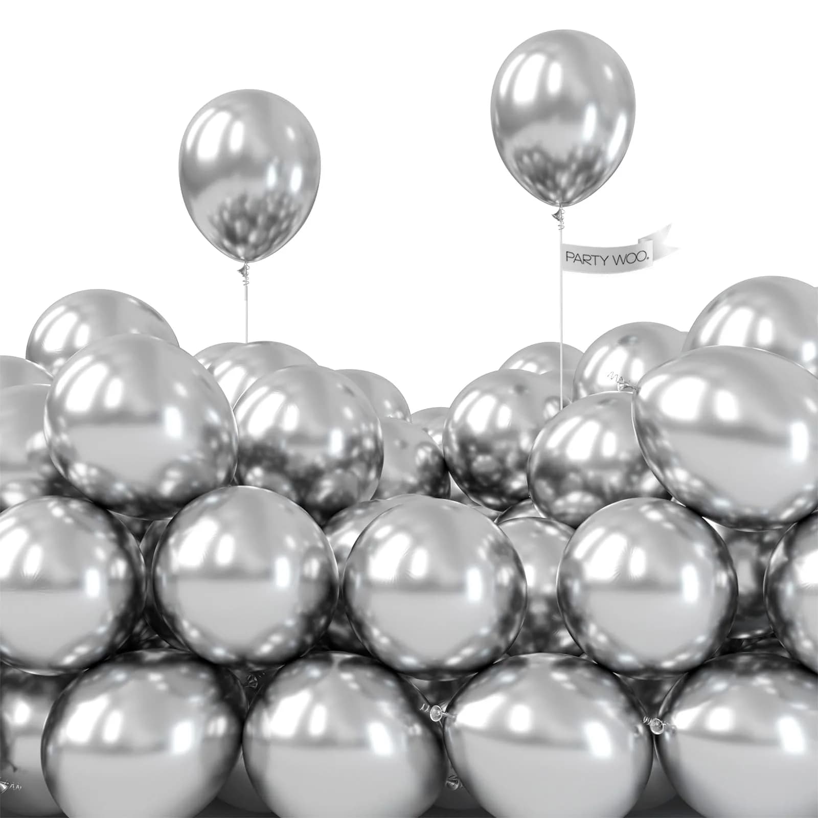 PartyWoo Pearl White Balloons 155pcs Assorted Sizes | Metallic White Color Party Balloons — Silver-g102 / 5 inch