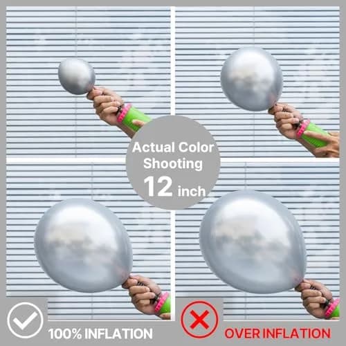 PartyWoo 50pcs 5 Inch Silver Metallic Balloons | ASTM Certified Latex Party Balloons for Birthday, Wedding thumbnail 5