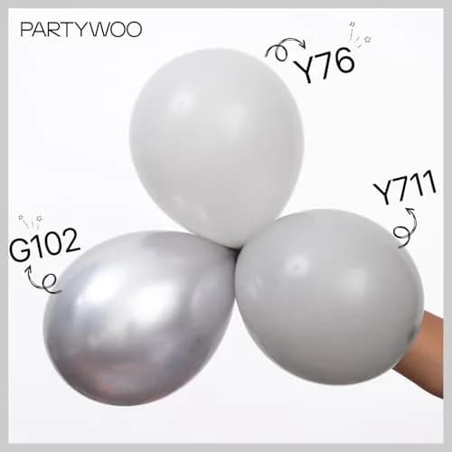 PartyWoo 50pcs 5 Inch Silver Metallic Balloons | ASTM Certified Latex Party Balloons for Birthday, Wedding thumbnail 6