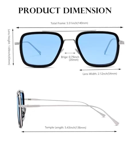 NULOOQ Tony Stark Spider-Man Edition Polarized Aviator Sunglasses - Silver Frame with Blue Gradient Lenses thumbnail 4
