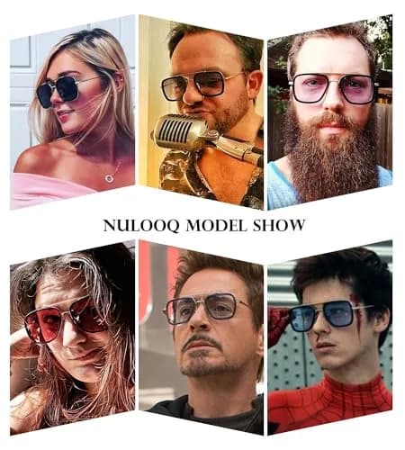 NULOOQ Tony Stark Spider-Man Edition Polarized Aviator Sunglasses - Silver Frame with Blue Gradient Lenses thumbnail 3