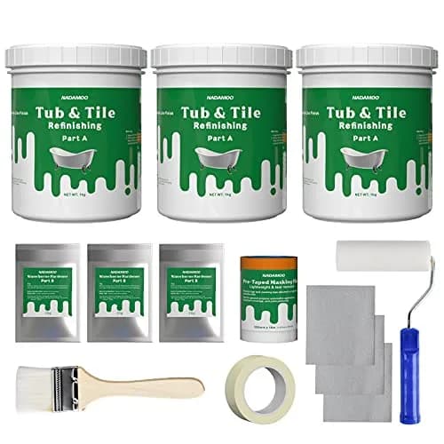 NADAMOO Tub and Tile Refinishing Kit White 3kg (105 Fl Oz) | DIY Bathroom Kitchen Porcelain Fiberglass Resurface Paint thumbnail 1