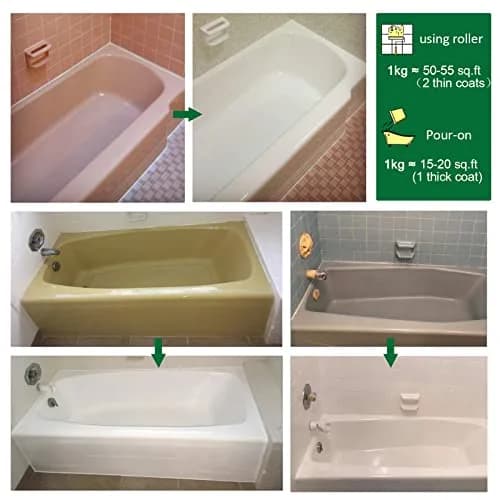 NADAMOO Tub and Tile Refinishing Kit White 3kg (105 Fl Oz) | DIY Bathroom Kitchen Porcelain Fiberglass Resurface Paint thumbnail 5