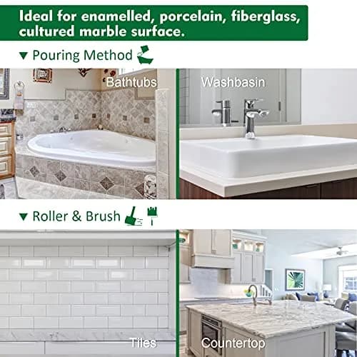 NADAMOO Tub and Tile Refinishing Kit White 3kg (105 Fl Oz) | DIY Bathroom Kitchen Porcelain Fiberglass Resurface Paint thumbnail 8