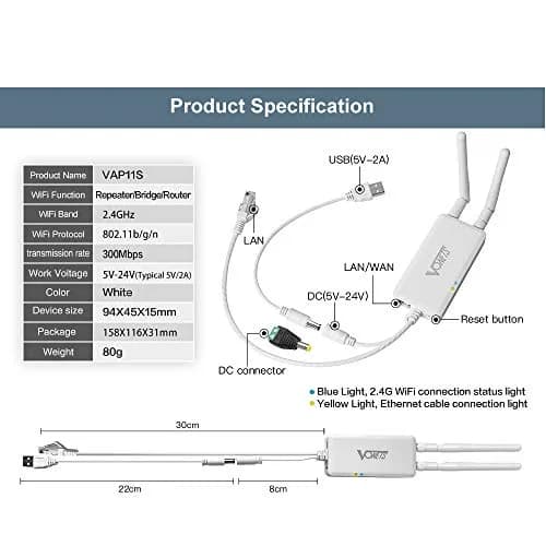 Vonets VAP11S Industrial 2.4GHz WiFi Bridge Ethernet Wireless Repeater/Router | Signal Booster for DVR, IP Camera, PLC thumbnail 7