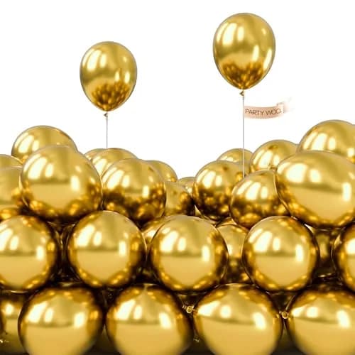 PartyWoo Metallic Gold Balloons 50pcs Chrome Gold Color 5 Inch | Birthday Party Decorations thumbnail 1
