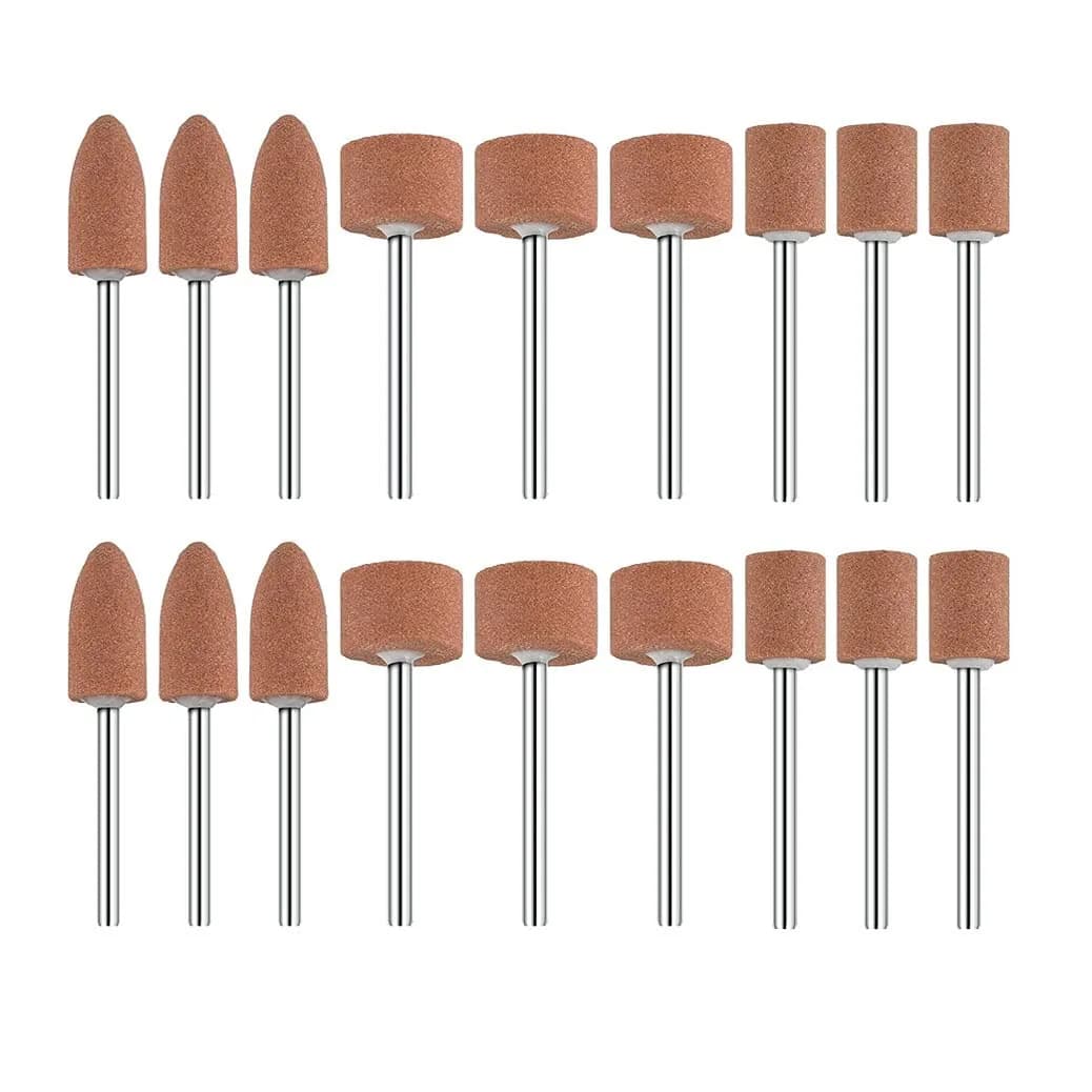 Luo ke 18 Pcs 1/8" Shank Bullet Shape Rotary Grinding Stone Sets | Durable Corundum Tips for Metal & Stone — Assorted shape grinding stones