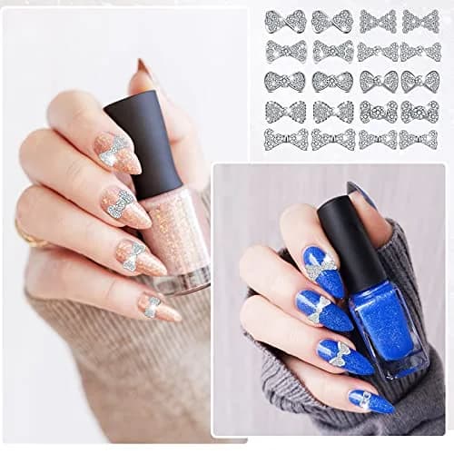 Maitys 40 Pieces 3D Bow Nail Charms Silver | DIY Nail Art & Decoration thumbnail 4