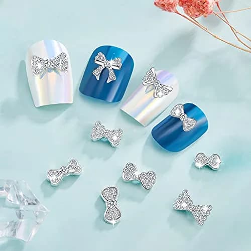 Maitys 40 Pieces 3D Bow Nail Charms Silver | DIY Nail Art & Decoration thumbnail 6