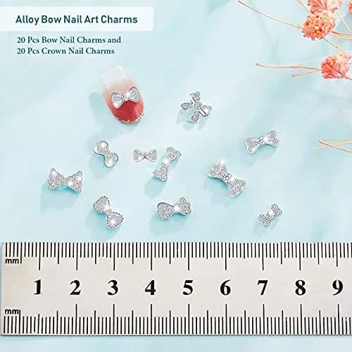Maitys 40 Pieces 3D Bow Nail Charms Silver | DIY Nail Art & Decoration thumbnail 2