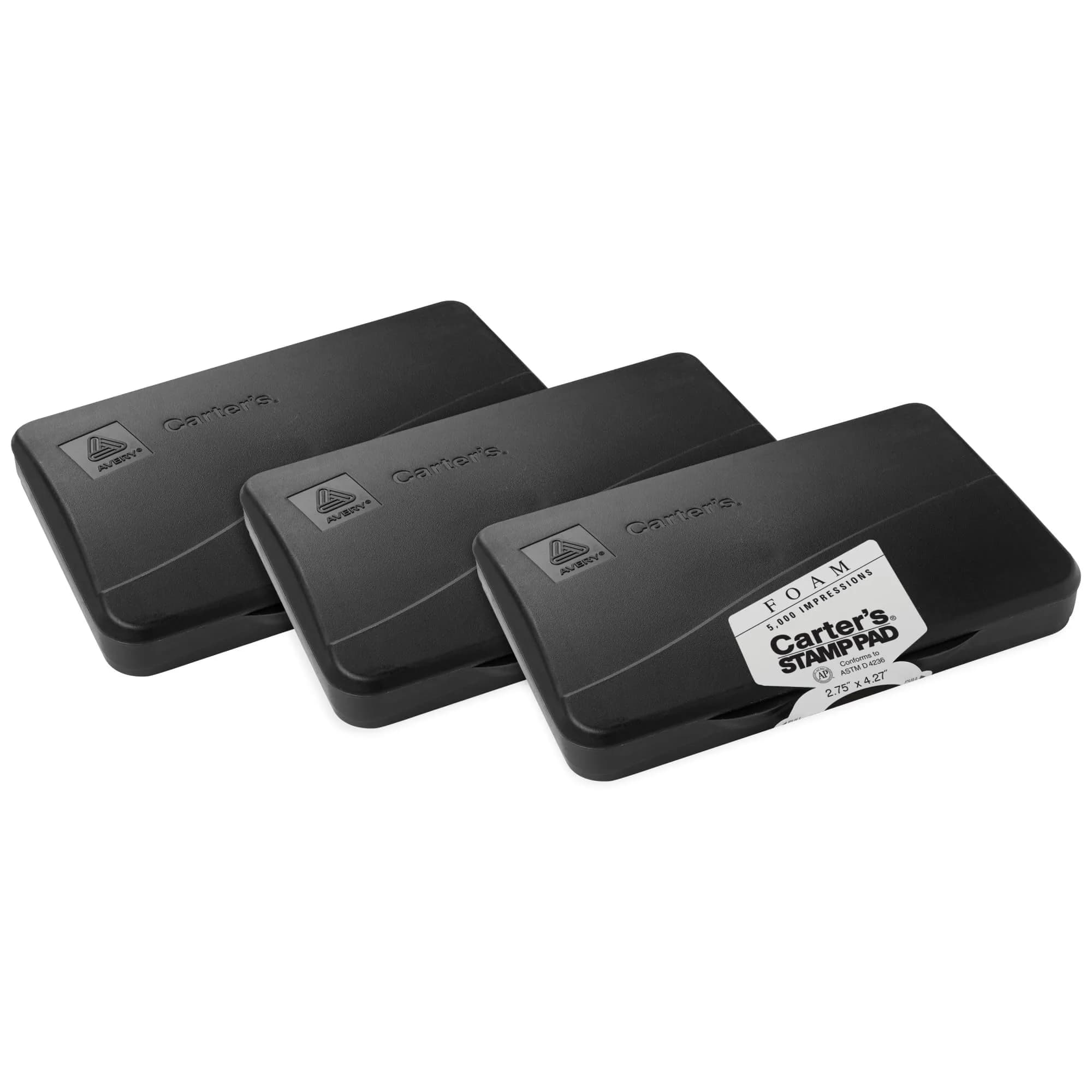 Avery Foam Stamp Pads, 2.75" x 4.27", 3 Black Ink Pads | Bold Black Ink for Crafts & Office