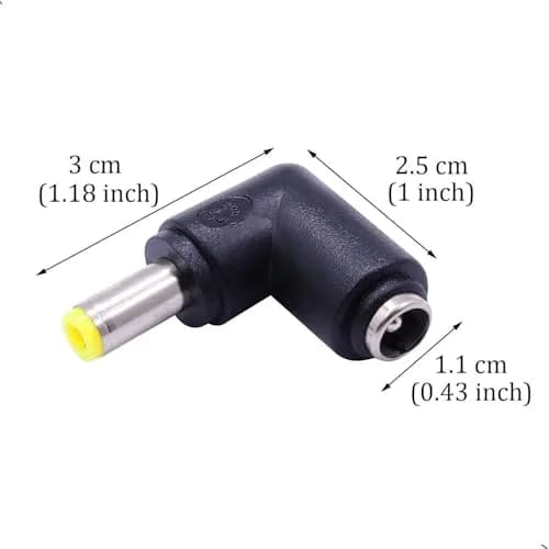 QJZXUEZHEN 2Pcs DC Power Connector Adapter 90° | 5.5mm x 2.5mm Male to 5.5mm x 2.1mm Female, Copper, Yellow thumbnail 2