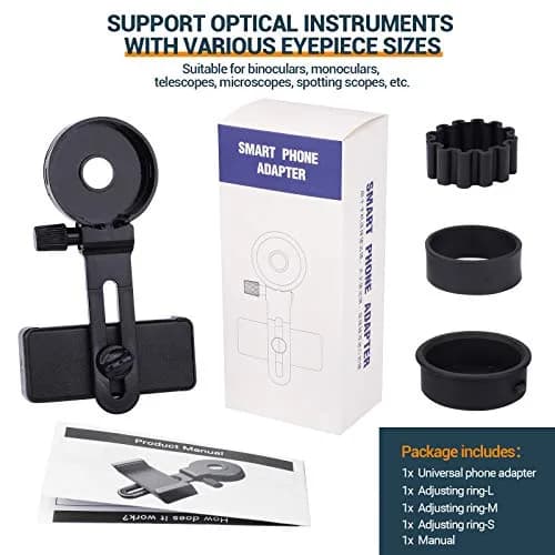 LAKWAR Universal Telescope Phone Adapter | Fits Eyepieces 28-49mm & Phones 65-105mm thumbnail 5