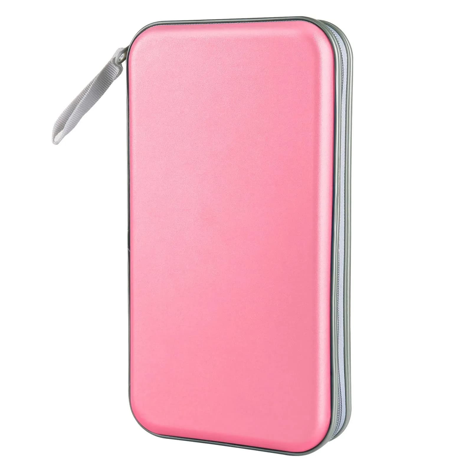 Siveit 80 Capacity CD/DVD Case Holder - Light Pink Hard Plastic with Zipper