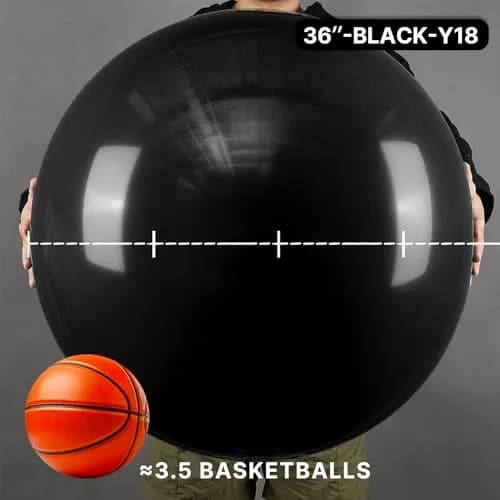 PartyWoo Black Balloons 36 Inch (91.44 cm) Matte Latex Helium Balloons, 4 Count | Assorted Colors Balloon thumbnail 2