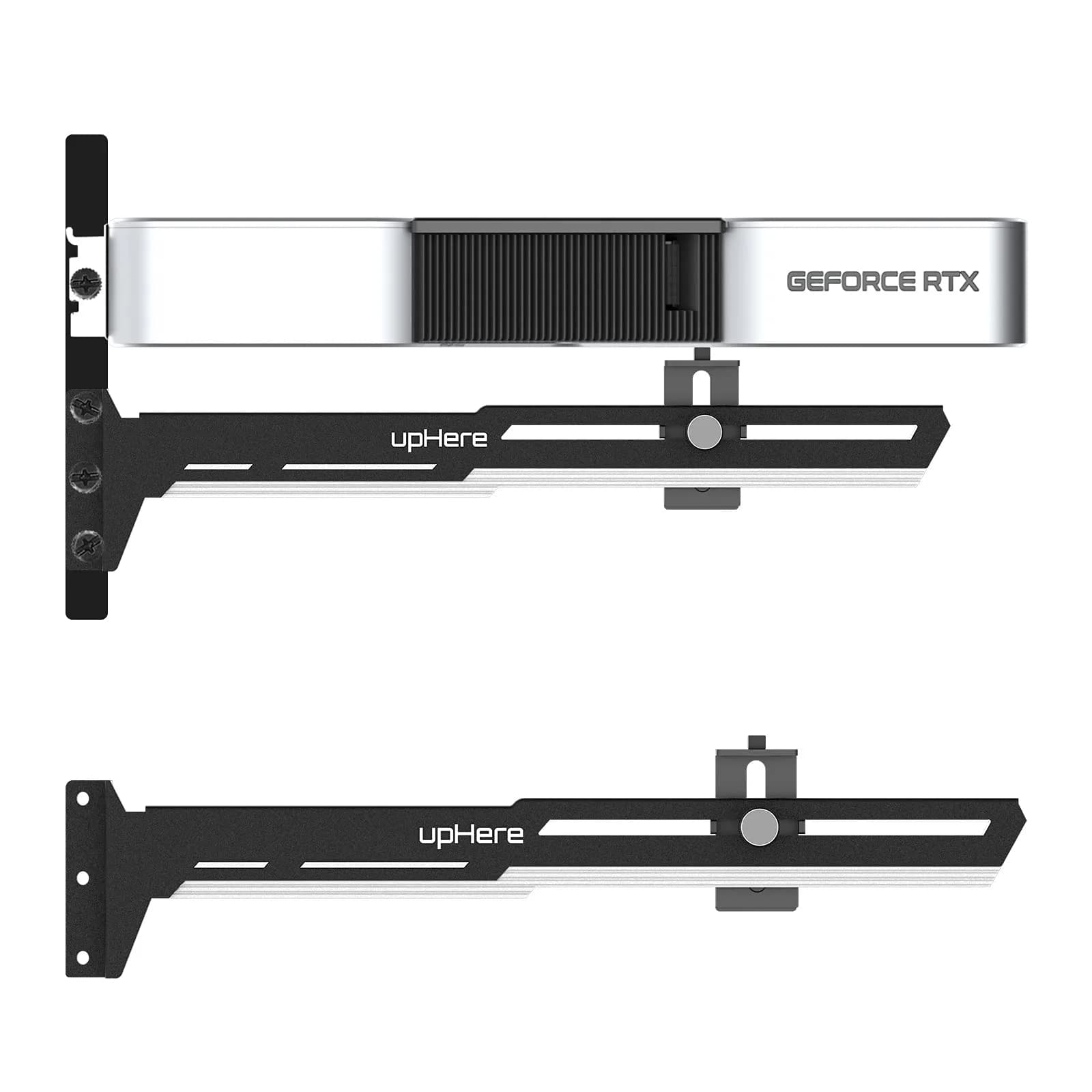 upHere G27654 Graphics Card GPU Brace Support Bracket, Adjustable Length & Height, White & Black