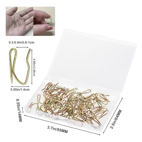 Nydotd 58PCS Rustproof Metal Curtain Hooks with Storage Box | Vintage Bronze Pin-On Hooks (1.6cm Width) thumbnail 2