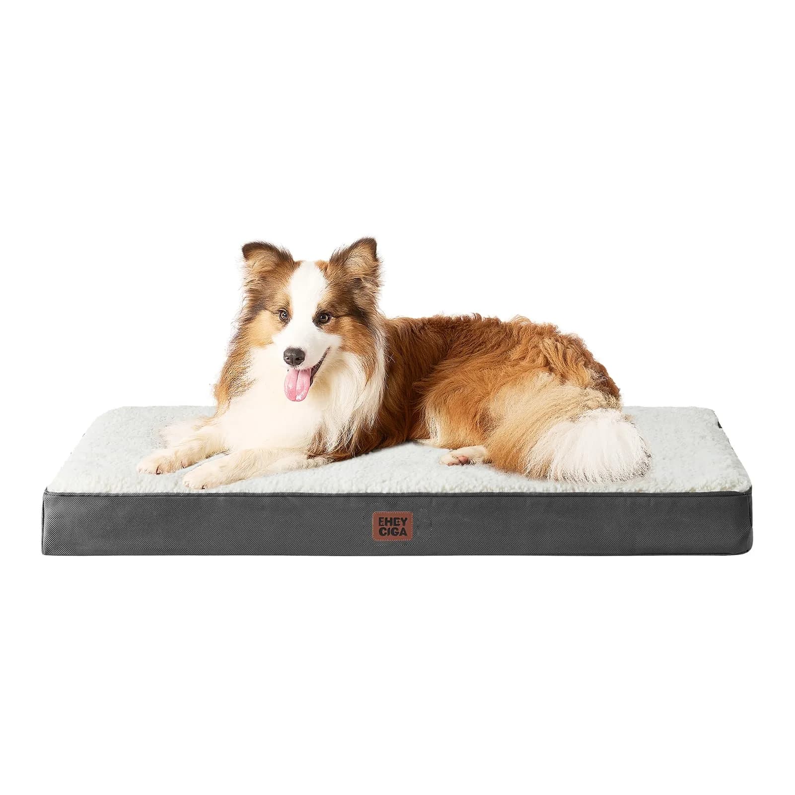 EHEYCIGA Orthopedic Dog Bed Large with Washable Cover 104cm x 69cm | Supportive Egg Foam & Plush Top