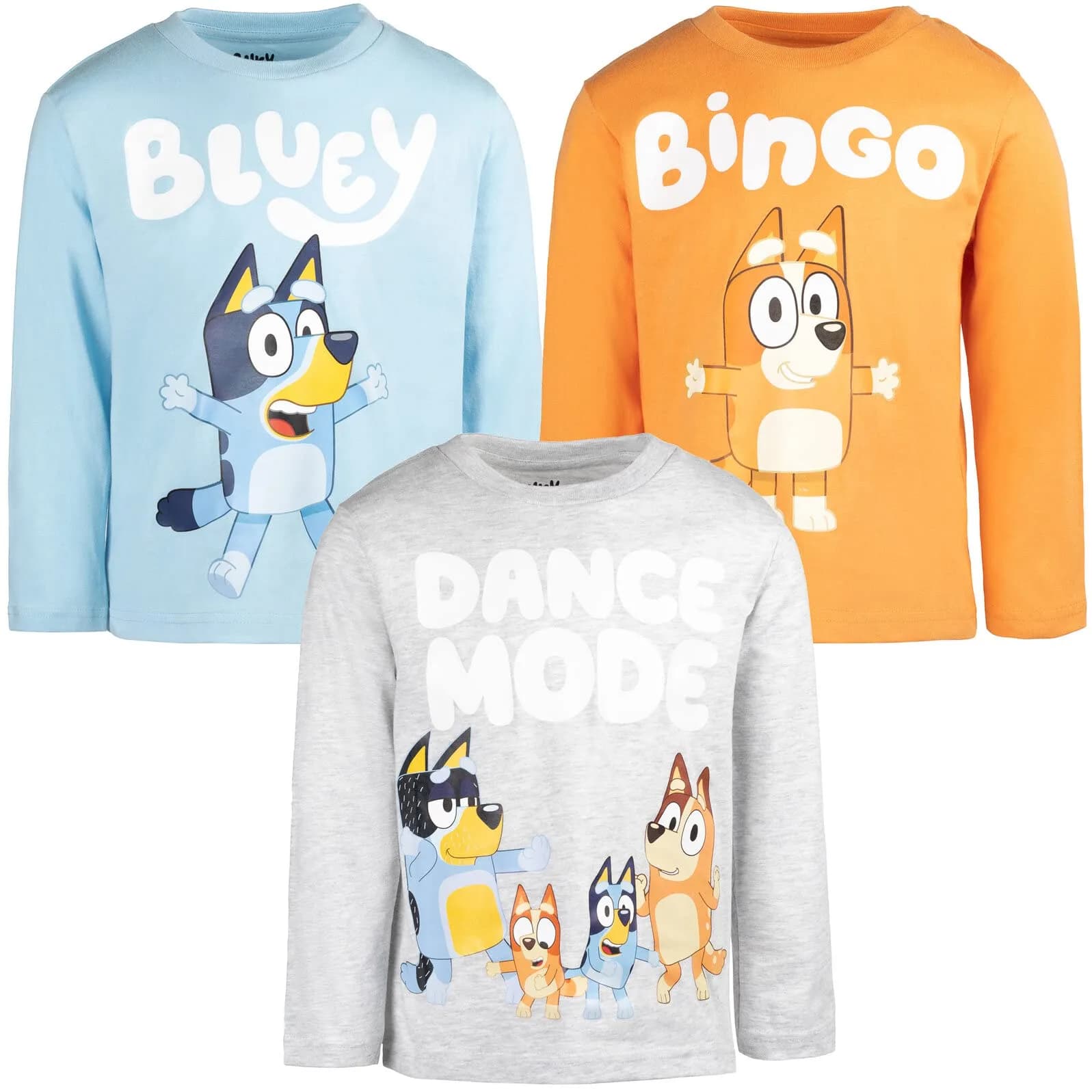 Bluey Bingo 3 Pack Long Sleeve T-Shirts for Toddler Boys | Bright Cartoon Design, 5T