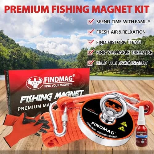 FINDMAG 1500 LBS Fishing Magnet Kit 120mm (4.72 Inch) Diameter | Heavy Duty Neodymium Magnet for Treasure Hunting thumbnail 3