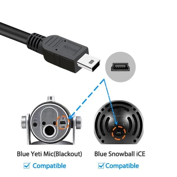 SCOVEE Replacement USB Cable Power Cord for Blue Yeti Recording Microphones MIC,6ft | Durable, Compatible with Blue Yeti & Snowball iCE thumbnail 4