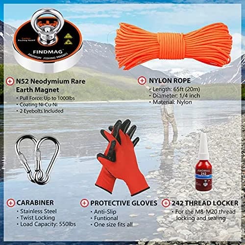 FINDMAG 1000 LBS (454KG) High Power Fishing Magnet Kit | Salvage Treasure Underwater thumbnail 2