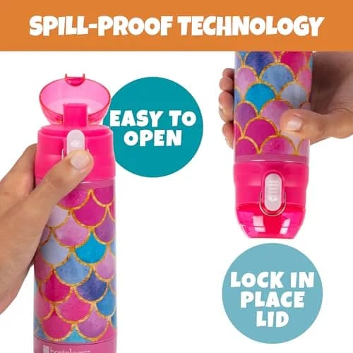 Bentology Stainless Steel Insulated Water Bottle for Kids, Mermaid 370ml (13 Oz) | Spill-Proof Lid & Built-In Spout thumbnail 2