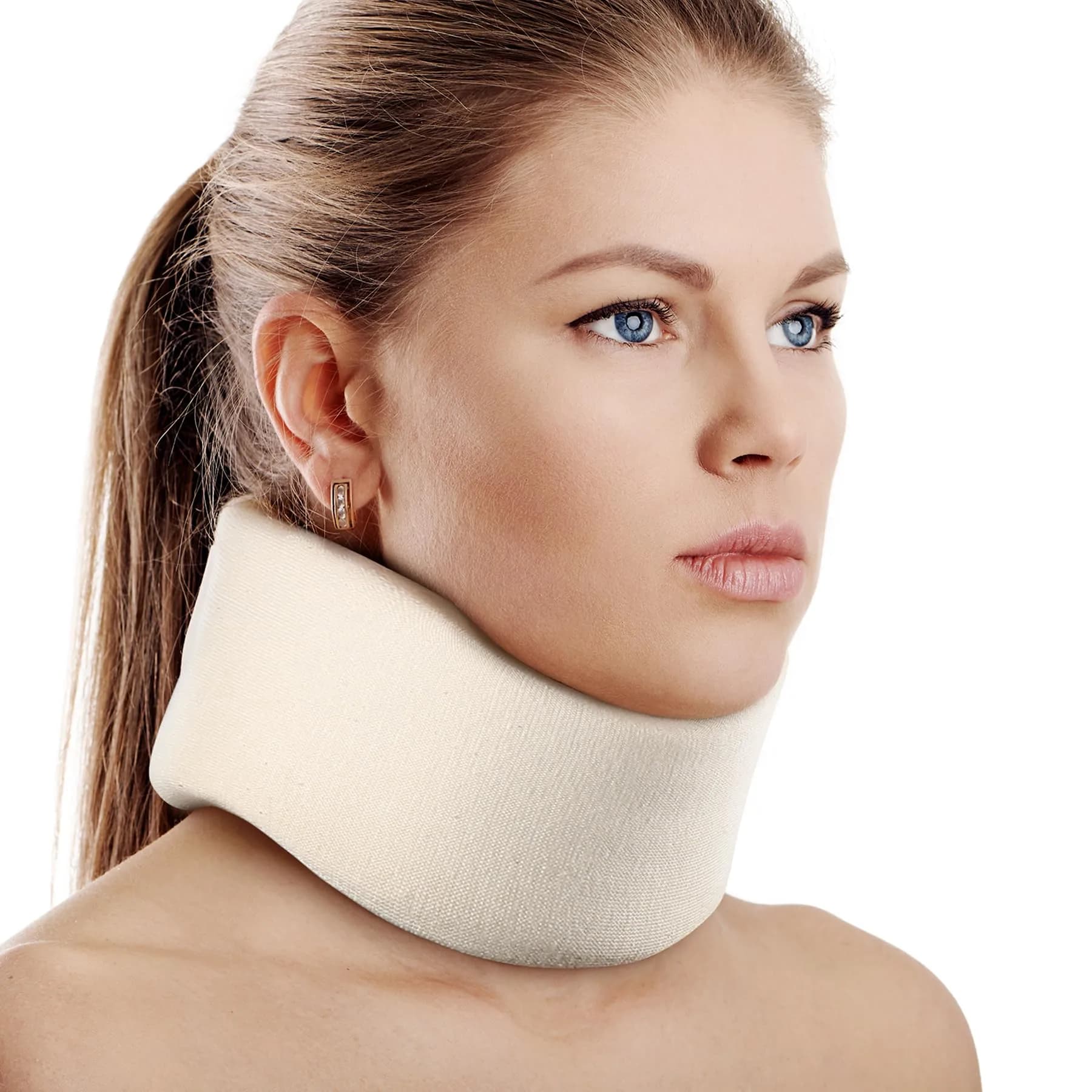 Cozyhealth Soft Foam Neck Brace Universal Cervical Collar L | Adjustable Neck Support for Sleeping, Pain Relief & Spine Pressure — X-Large / White, 3" Depth