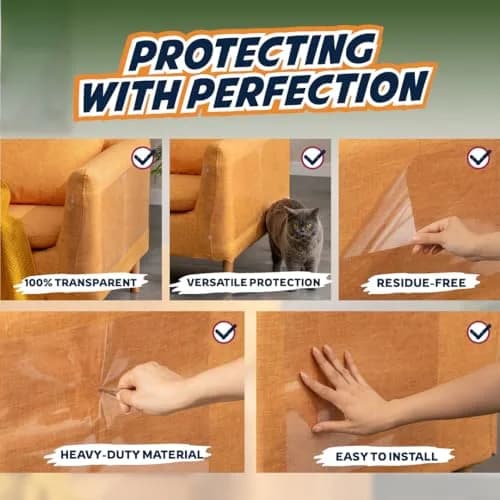 Panther Armor Clear Furniture Protector Sheets with Twist Pins | Protects Fabric Sofas & Chairs from Cat Scratching thumbnail 4