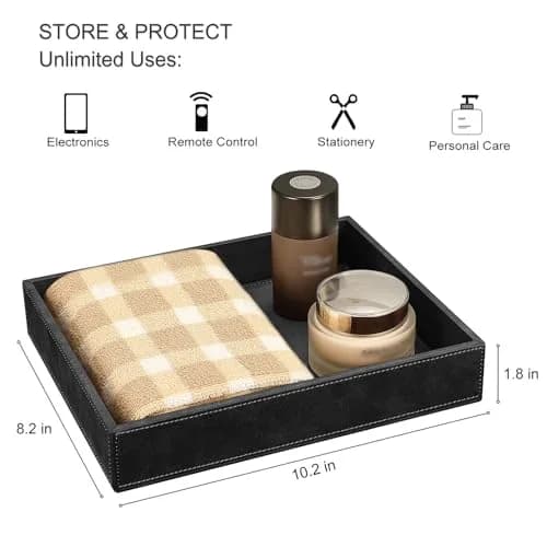SITHON Valet Tray Desk Organizer PU Leather Catchall 26.5cm x 22cm x 5cm | Organizes Essentials Neatly thumbnail 2