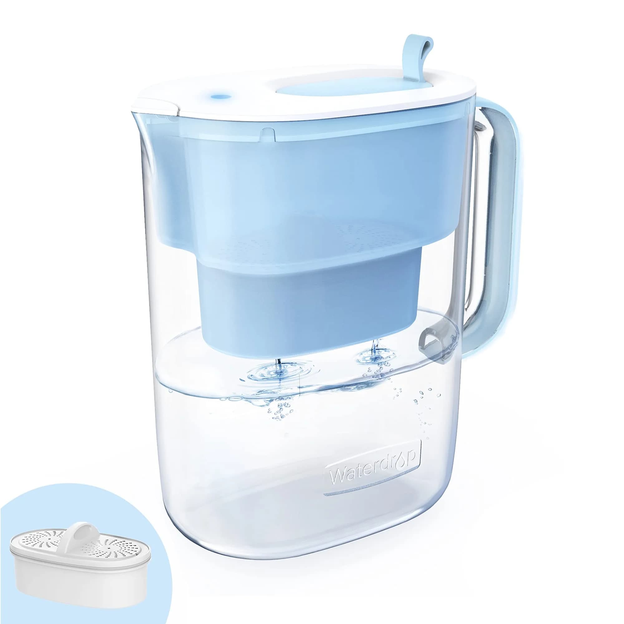 Waterdrop PT-07B Water Filter Pitcher 2.27 kg (10-Cup) with 3 Filters | NSF Certified for PFOA/PFOS Reduction — Baby-Blue / Classic-Manual Flip Design