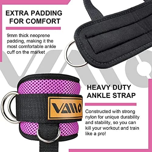 VAIIO Purple Ankle Straps for Cable Machines, 220g (7.76 oz) Pair | Adjustable Comfort Fit Nylon thumbnail 4