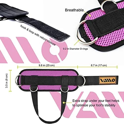 VAIIO Purple Ankle Straps for Cable Machines, 220g (7.76 oz) Pair | Adjustable Comfort Fit Nylon thumbnail 5