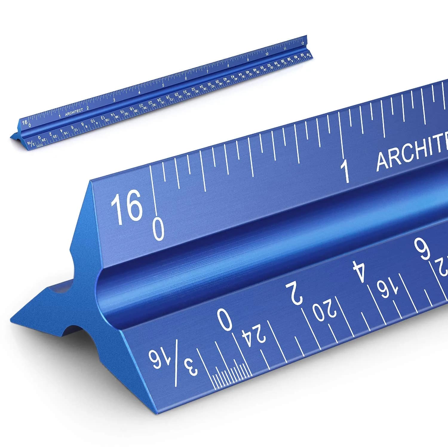Hutou 12" Architectural Scale Ruler Aluminum Blue | Precision Drafting Tool