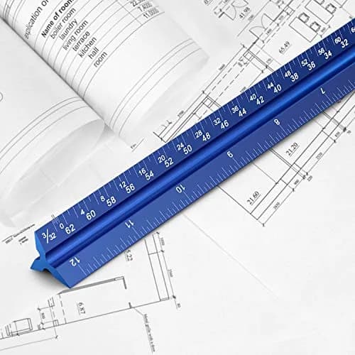 Hutou 12" Architectural Scale Ruler Aluminum Blue | Precision Drafting Tool thumbnail 5
