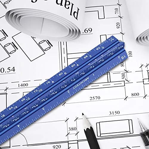 Hutou 12" Architectural Scale Ruler Aluminum Blue | Precision Drafting Tool thumbnail 6